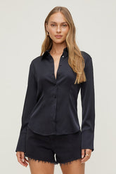 Eva Cinched Satin Shirt