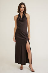 Slit Satin Maxi Skirt