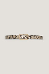 Rounded Rectangle Slim Faux Leather Belt