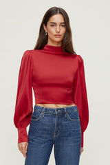Open Back Satin Blouse