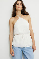 Tie Waist Satin Halter Top