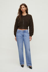 Cable Knit Zip Up Sweater