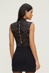 Mock Neck Lace Bodysuit