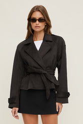 Remi Short Faux Suede Trench Coat