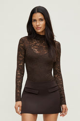 Mock Neck Lace Bodysuit