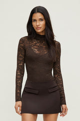 Mock Neck Lace Bodysuit