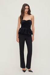 Peplum Velvet Tube Top