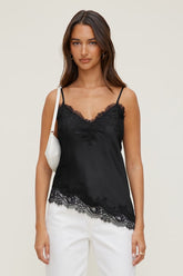 Cassie Asymmetric Lace Satin Cami