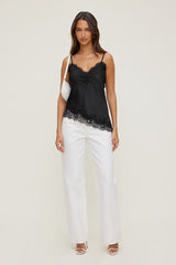 Cassie Asymmetric Lace Satin Cami