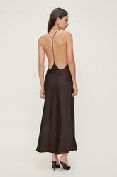 Open Back Satin Maxi Slip Dress
