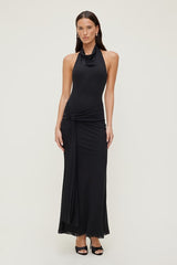 Scarlet Draped Mesh Maxi Dress
