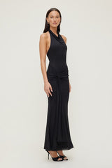 Scarlet Draped Mesh Maxi Dress