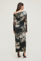 Off Shoulder Mesh Maxi Dress