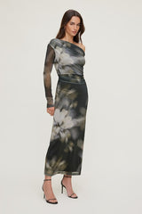 Off Shoulder Mesh Maxi Dress