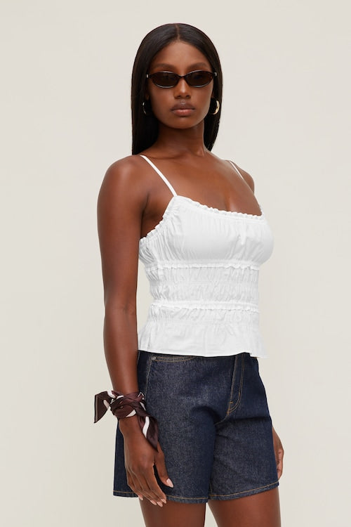Smocked Poplin Cami Top