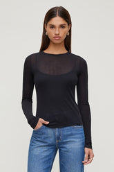 Sheer Layered Cami and Long Sleeve T Shirt