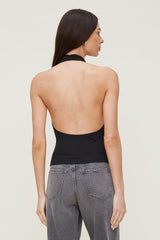 Cowl Neck Mesh Halter Top