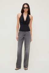 Cowl Neck Mesh Halter Top