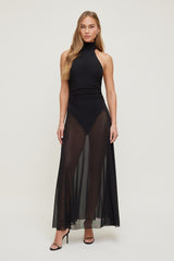 Sheer Mesh Halter Maxi Dress