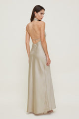Satin Halter Maxi Dress