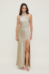 Satin Halter Maxi Dress