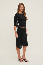 Asymmetric Draped Midi Skirt
