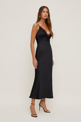 Lace Satin Maxi Dress
