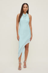 Asymmetric Satin Maxi Dress