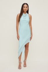 Asymmetric Satin Maxi Dress