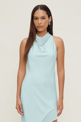 Asymmetric Satin Maxi Dress