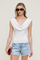 Draped Scoop Neck Top