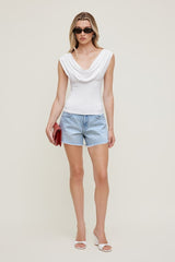 Draped Scoop Neck Top