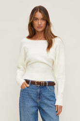 Cinched Boat Neck Sweater