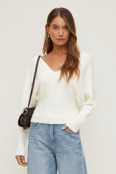 Cinched V Neck Sweater