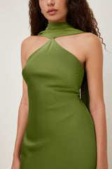 Halter Scarf Satin Maxi Dress