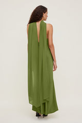Halter Scarf Satin Maxi Dress