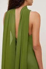 Halter Scarf Satin Maxi Dress