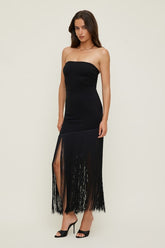 Ponte Fringe Maxi Tube Dress