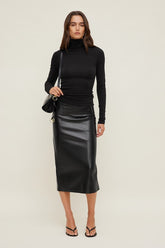 Faux Leather Midi Skirt