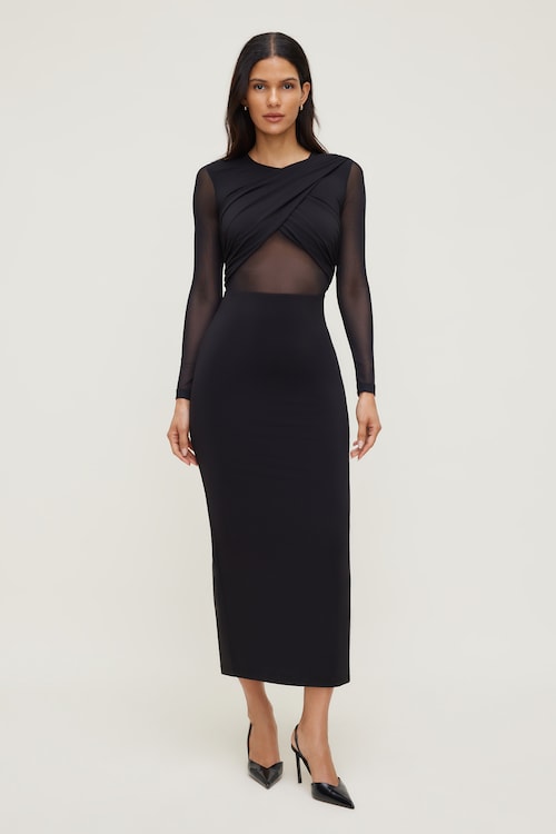 Sculpt Twisted Long Sleeve Maxi Dress