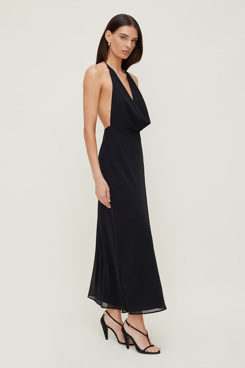 Floral Plunge Cowl Neck Maxi Dress