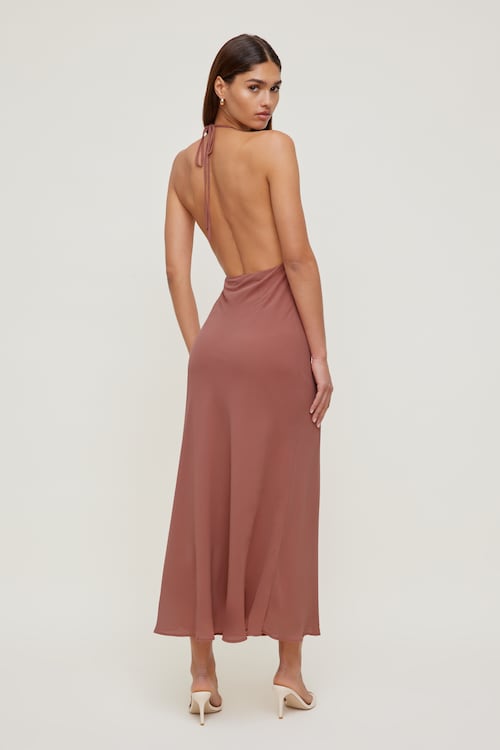 Floral Plunge Cowl Neck Maxi Dress