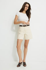 Charlie Drawstring High Rise A Line Denim Shorts
