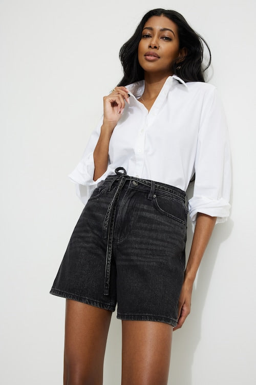 Charlie High Rise A Line Denim Shorts
