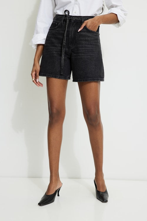 Charlie High Rise A Line Denim Shorts