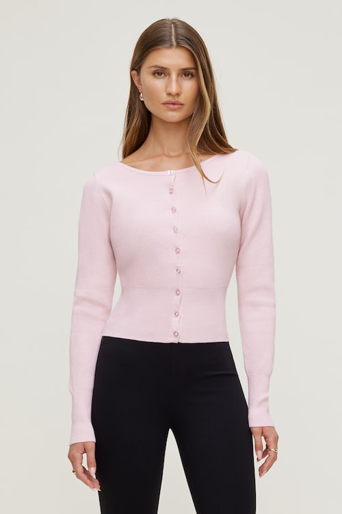 Sara Ribbed Cinch Hem Cardigan