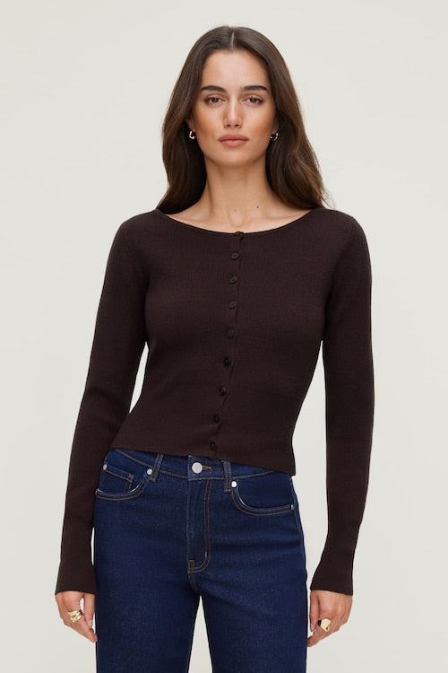 Sara Ribbed Cinch Hem Cardigan