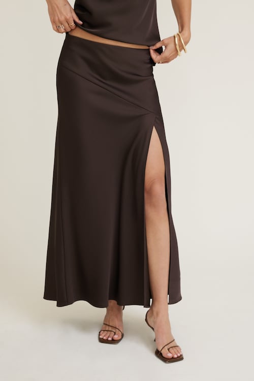 Slit Satin Maxi Skirt