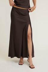 Slit Satin Maxi Skirt