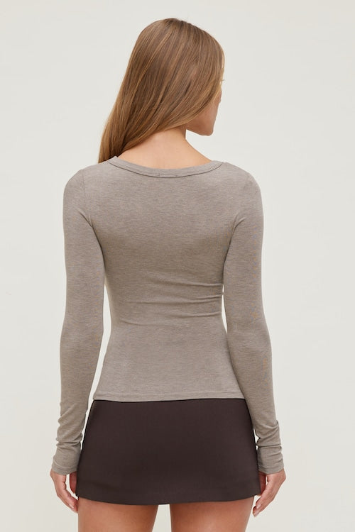 Wool Blend Scoop Long Sleeve T Shirt
